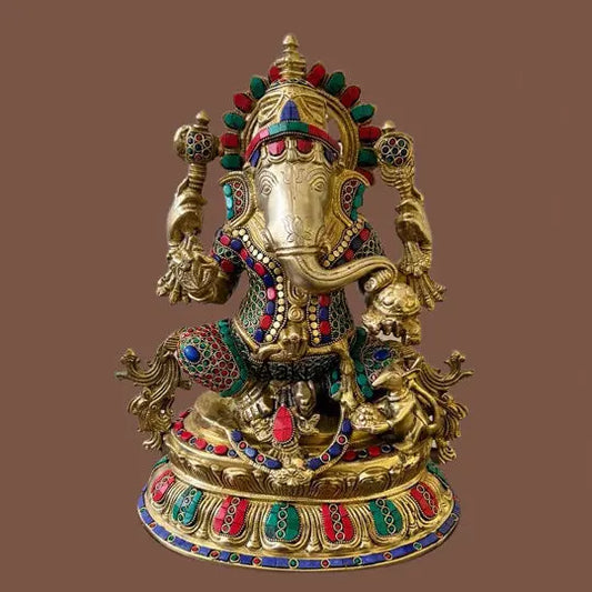Lord Ganesh Brass Idol - Handcrafted Ganesha Statue for Home Decor, Ganapati, Vinayaka, Housewarming Gift Aakrati