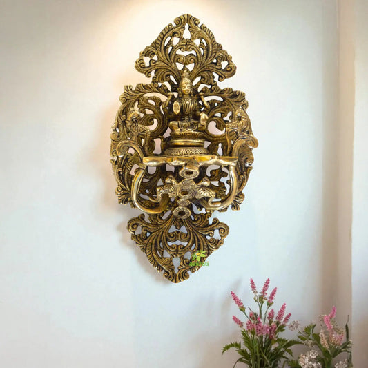Goddess Lakshmi Wall Plate with Unique Carving for Decor and Gifting Aakrati