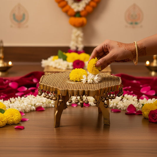 Brass made stand decorative pooja chowki - Stool - Metal Furntiure Aakrati