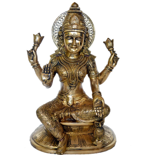 Goddess Laxmi Brass Made hand carved pooja ghar/office statue Aakrati