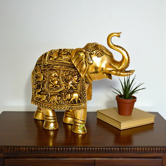 Home decor brass made hand carved decorative elephant figure Aakrati