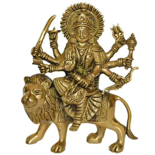 Brass made goddess Durga ji hand carved statue by Aakrati Aakrati