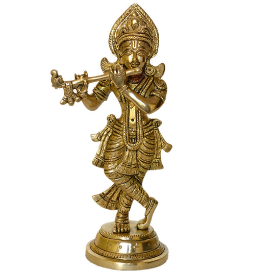Lord Krishna Brass Made Hand Carved Designer Statue Aakrati
