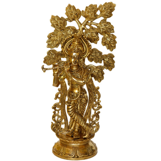 Hindu Religious Figure - Krishna Brass Made hand carved Pooja ghar/Office decor Statue Aakrati