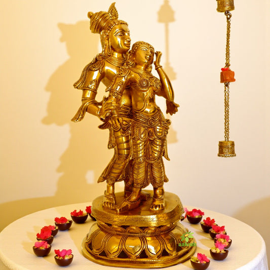 Radha krishna brass made decorated hand carved statue