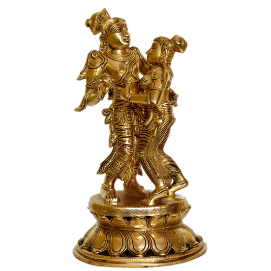 Radha Krishna Hand Carved Brass Metal Murti/ Statue Aakrati