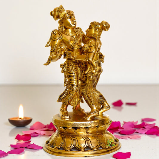 Radha Krishna Hand Carved Brass Metal Murti/ Statue