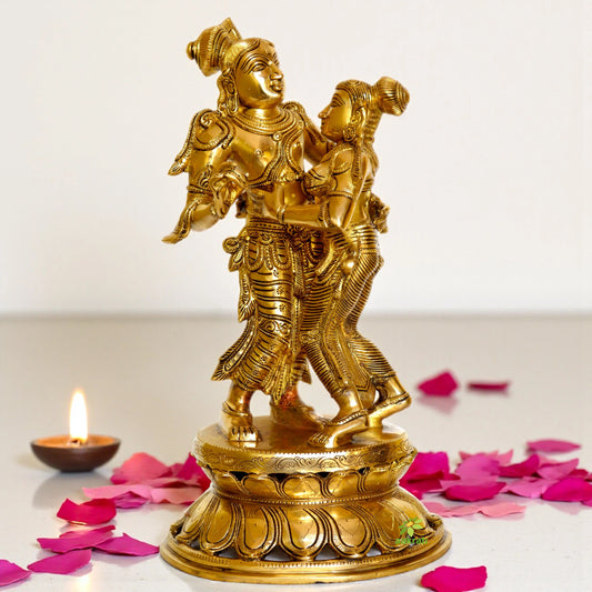 Radha Krishna Hand Carved Brass Metal Murti/ Statue Aakrati