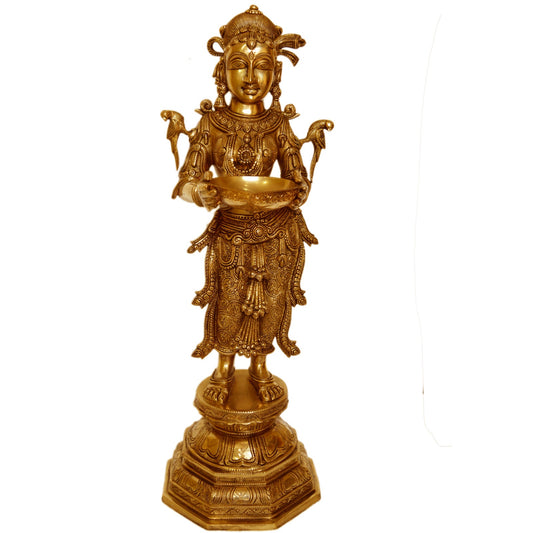 Deep laxmi - Diya Lady brass table decor figure - Decorative statue for worship or temple Aakrati