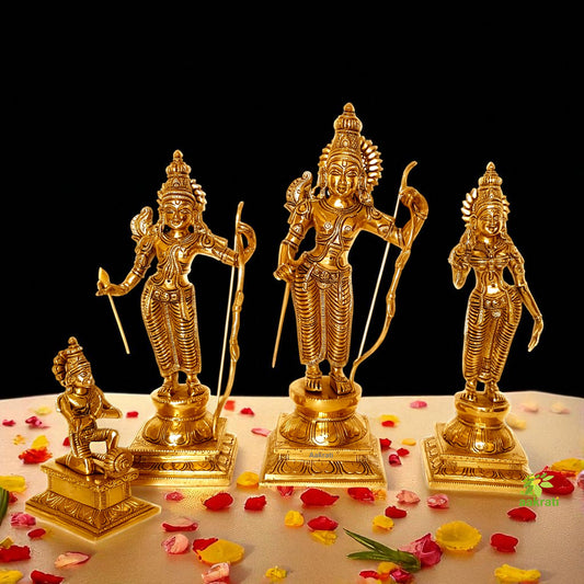 Ramdarbar Statue in Brass, Lord Rama, Lord Hanuman, Lord Lakshman, Sita Mata, Ram Ji Family statue, Ram With Hanuman, Temple Pooja Murti Aakrati