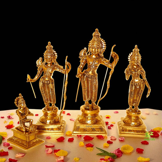 Ramdarbar Statue in Brass, Lord Rama, Lord Hanuman, Lord Lakshman, Sita Mata, Ram Ji Family statue, Ram With Hanuman, Temple Pooja Murti Aakrati