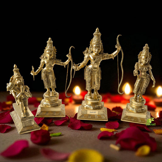 Ram Family brass Murti Temple worship sculpture Aakrati