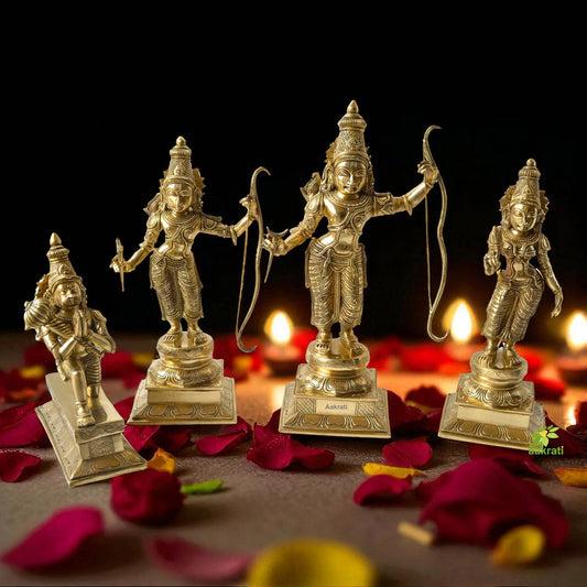 Ram Family brass Murti Temple worship sculpture Aakrati