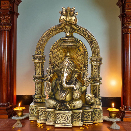 Decorative Lord Ganesha sitting brass made office decor Statue Aakrati