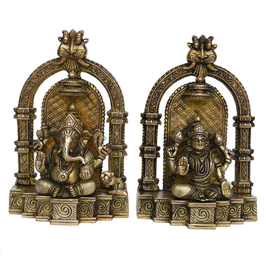 Laxmi Ganesha Brass made hand carved office/living room decor gift purpose statue Aakrati