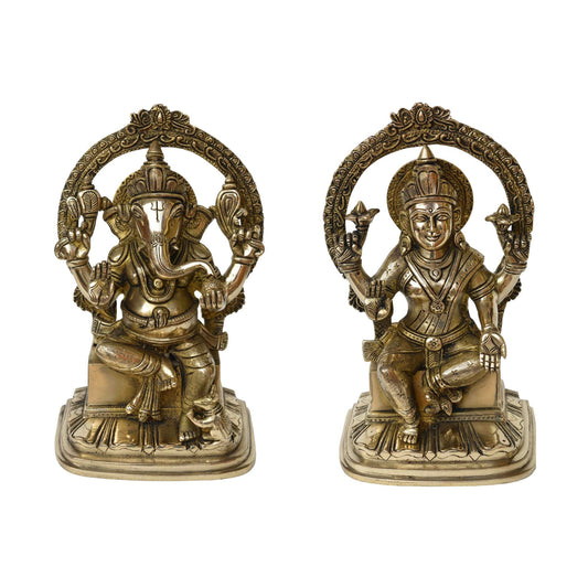 Laxmi Ganesha Brass Made pair for Home/Office decor statue Aakrati