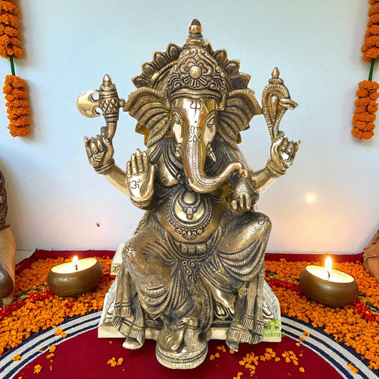 Lord Ganesha Hand Made brass metal decorative statue Aakrati