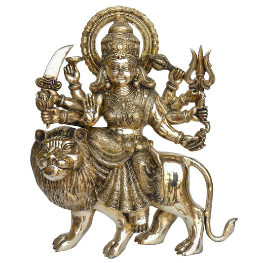 Goddess Durga brass made statue for temple/office decor Aakrati