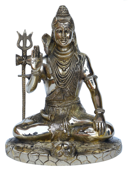 Sitting Lord Shiva brass made statue for Pooja ghar/office/gift purpose Aakrati