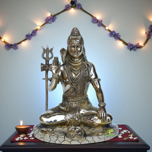 Sitting Lord Shiva brass made statue for Pooja ghar/office/gift purpose Aakrati