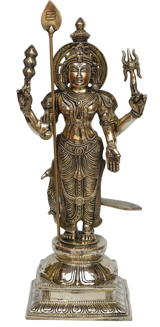 Traditional Brass Murugan Statue | Perfect for Temple Decor and Gift-Giving | Modern Brass Murgan Statue Aakrati