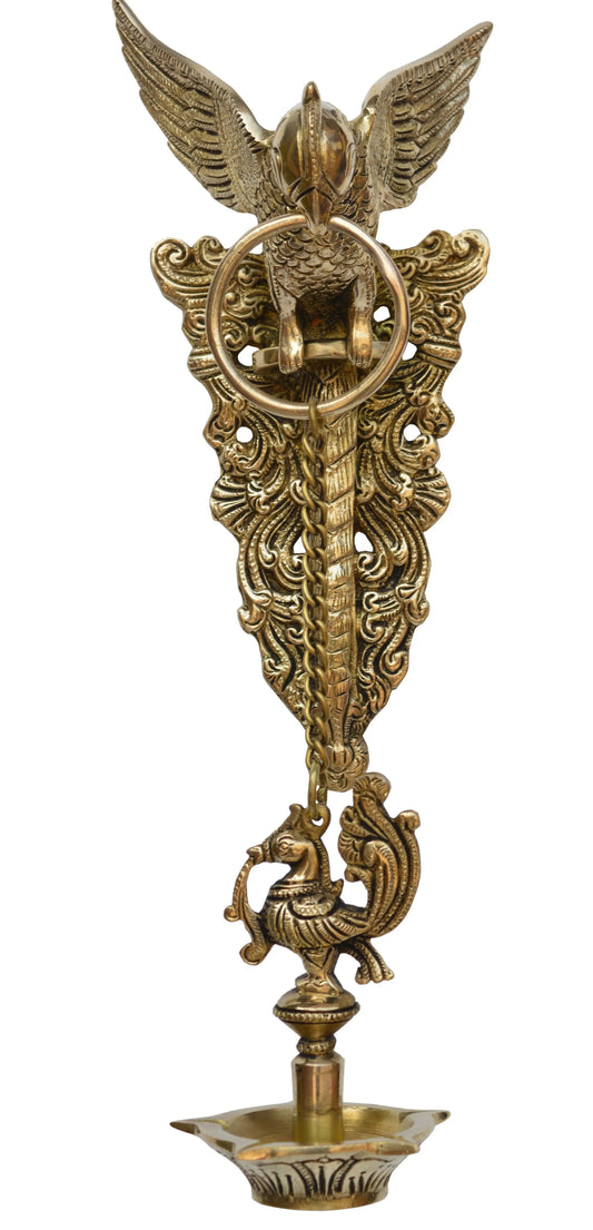 Brass made Bird Holding Oil lamp wall hanging decorative home decor lamp Aakrati