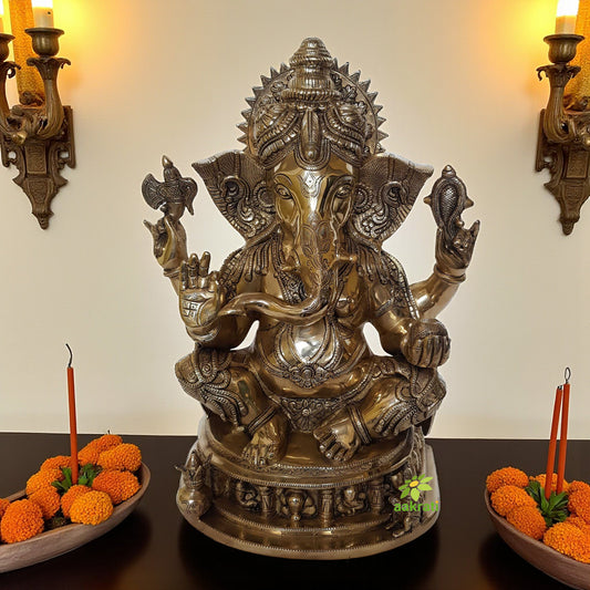 Sitting Lord Ganesha Brass Made Home/Office Decor decorative statue Aakrati