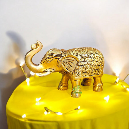 Brass figure of metal elephant for home and office decor Aakrati