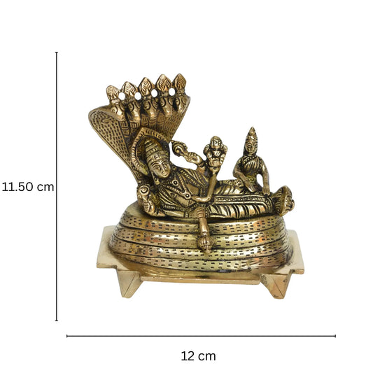 Vishnu Laxmi Sitting On Sheshnag - Lord Narayan rest in Vainkunt Dham metal idol 4.5 inch Aakrati