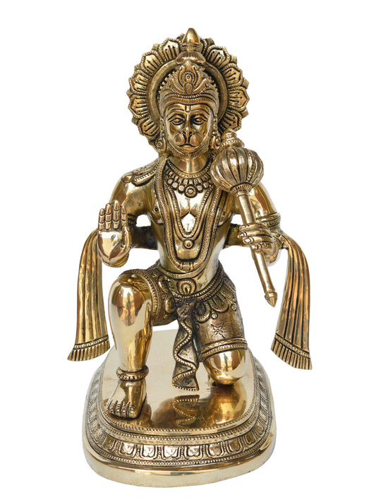 Sitting Lord Hanuman brass made pooja ghar statue