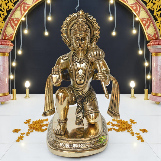 Sitting Lord Hanuman brass made pooja ghar statue Aakrati