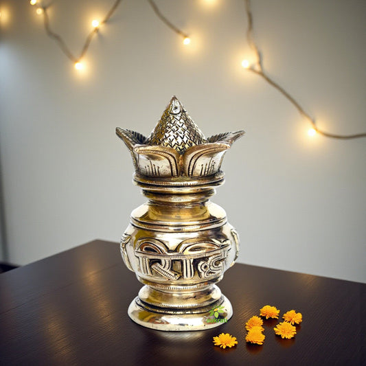 Brass made decorative Riddhi Siddhi Kalash for Temple/Pooja Ghar Aakrati