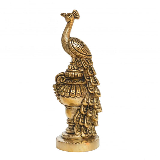 Aakrati Vintage antique Finished 7 inch Brass Peacock Sitting Showpiece Figurine Aakrati
