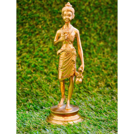 Neelkanth Varni - Swaminarayan 7 inch yellow coloured brass statue For Devotees Aakrati