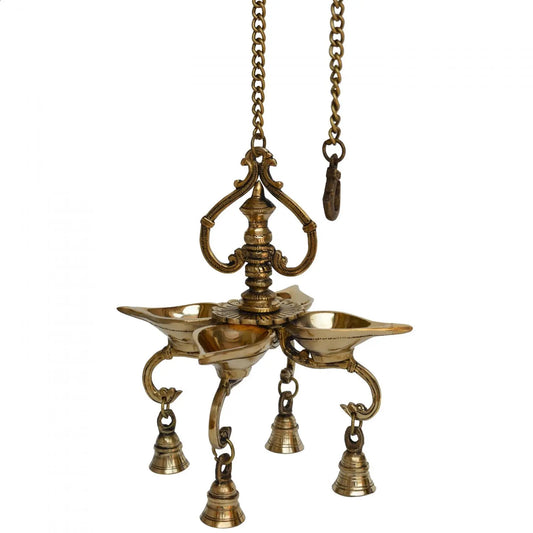 Hanging brass oil lamp - Metal decorative Religious Hanging diya Aakrati