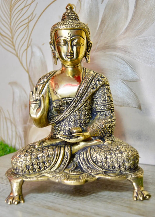 Blessing Brass Buddha Figurine Showpiece for Home Temple or Decoration Aakrati