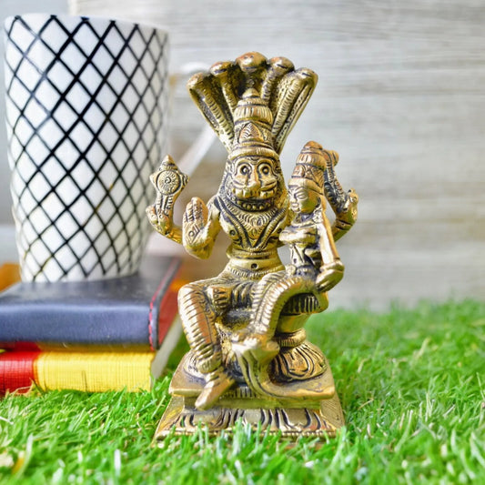Aakrati Matte Black Finished 5 inch Narsingh God Figure Showpiece Aakrati
