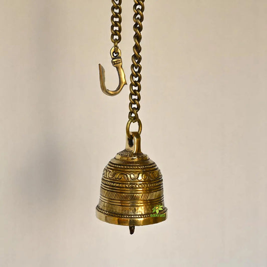 Aakrati Vintage Matte Wall Hanging Bell With Brass Chain and Hook For Gates , Home, office and temple Aakrati