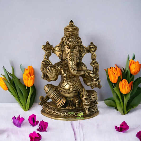 Lord Ganesh Metal Religious Sculpture for Office and Home Decor Best Antique Look Gift Aakrati
