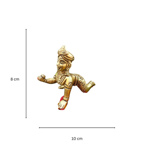 Baby Krishna - Laddu Krishna - Thakur Ji - Bal Krishna - Metal Brass Krishna Figure Aakrati