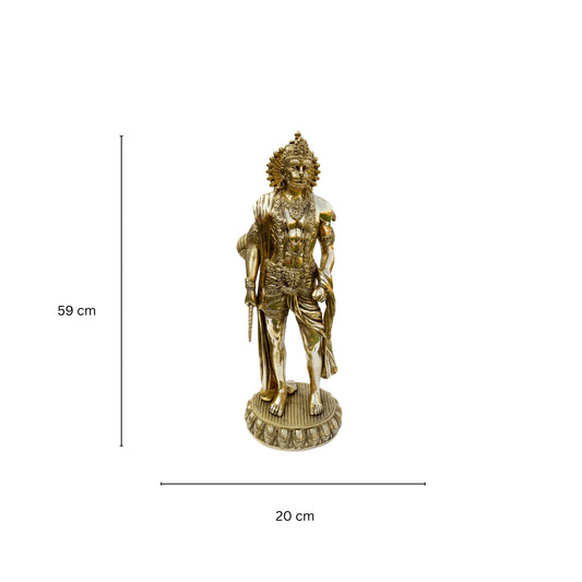 Brass The Humble Hanuman Standing Statue, Hindu Monkey Deity Brass Hanuman Statuette, Hindu God Idols, Bajrang Bali Statue