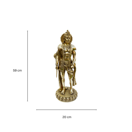 Brass The Humble Hanuman Standing Statue, Hindu Monkey Deity Brass Hanuman Statuette, Hindu God Idols, Bajrang Bali Statue Aakrati