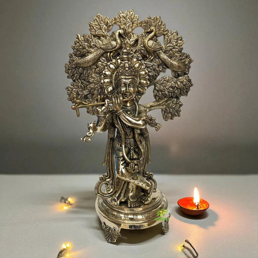 Krishna statue with tree | Bhagwan krishn idol | home decor, office decor | Garden decor | Murti figure Aakrati