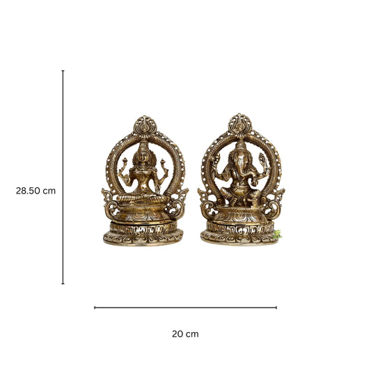 Lakshmi Ganesh Brass Murti for temple worship gift and decor Aakrati
