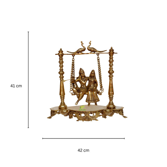 Radha and Krishna Swing jhula Brass Statue, Home Decor Gift, Indian Brass Art