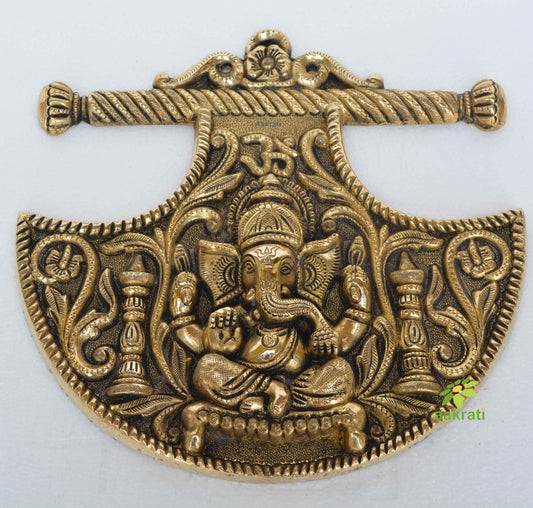 Wall Ganesh Plate for door wall of home, office, hotel, resorts, lobby, Unique gift of metal Aakrati