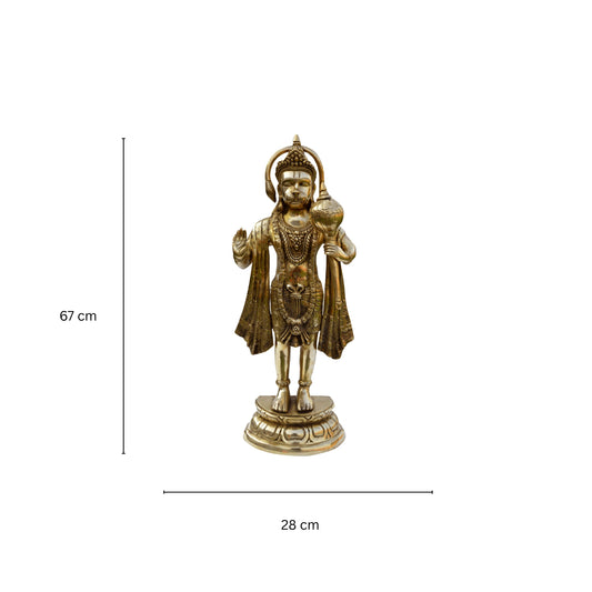 Lord Hanuman Statue, 67 cm Standing Hanuman Figurine, Brass Standing Hanumaan Idol,Bajrangbali Statue for Temple Mandir