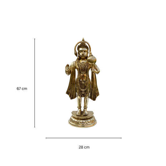 Lord Hanuman Statue, 67 cm Standing Hanuman Figurine, Brass Standing Hanumaan Idol,Bajrangbali Statue for Temple Mandir Aakrati