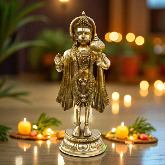 Lord Hanuman Statue, 67 cm Standing Hanuman Figurine, Brass Standing Hanumaan Idol,Bajrangbali Statue for Temple Mandir Aakrati