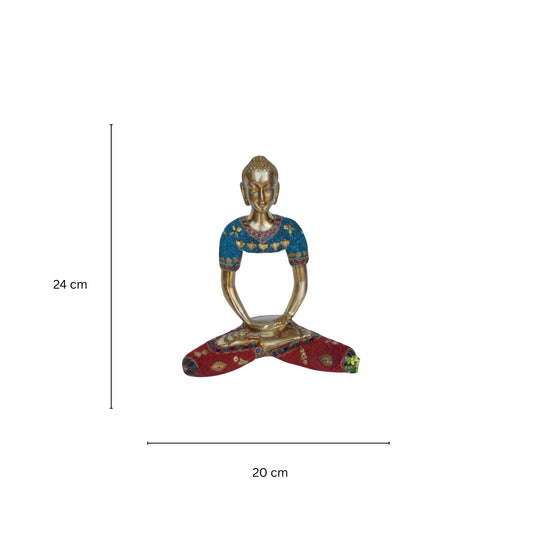 Turquoise work Modern buddha figure table top showpiece sculpture made in brass metal
